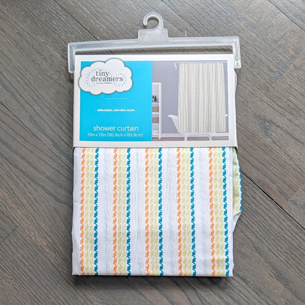 Tiny Dreamers Striped Colorful Shower Curtain, 72 in X 72 in
